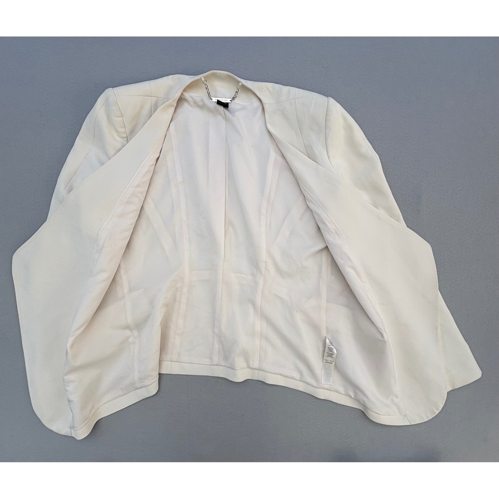 White House Black Market Cream Open Front Collarless Blazer Jacket Size 6 - Picture 4 of 8